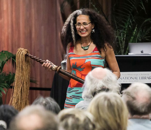 Selina Tusitala Marsh performs at the National Library in Wellington.