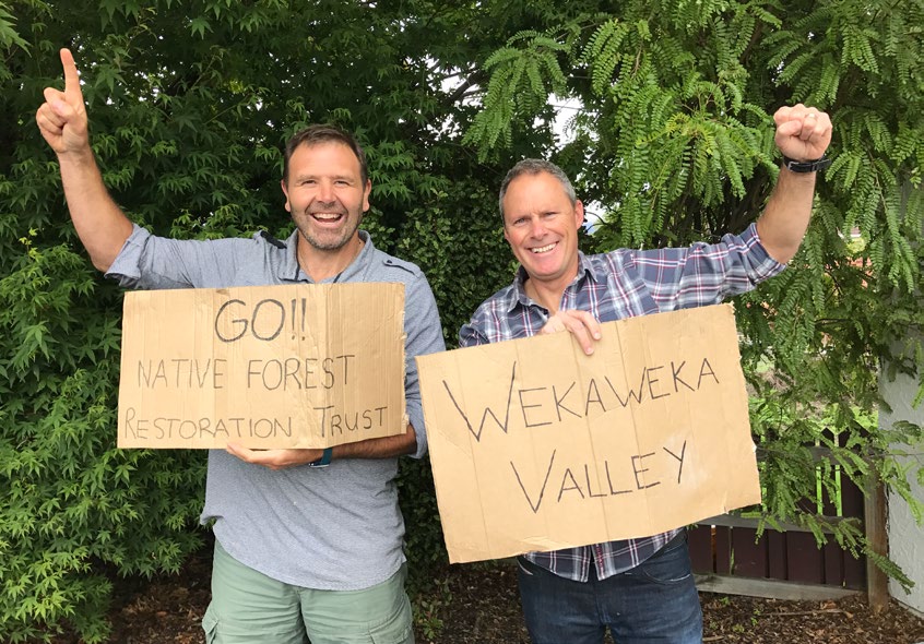 Duane Major and Adam Gard’ner lent their support to a campaign for land in Wekaweka Valley.
