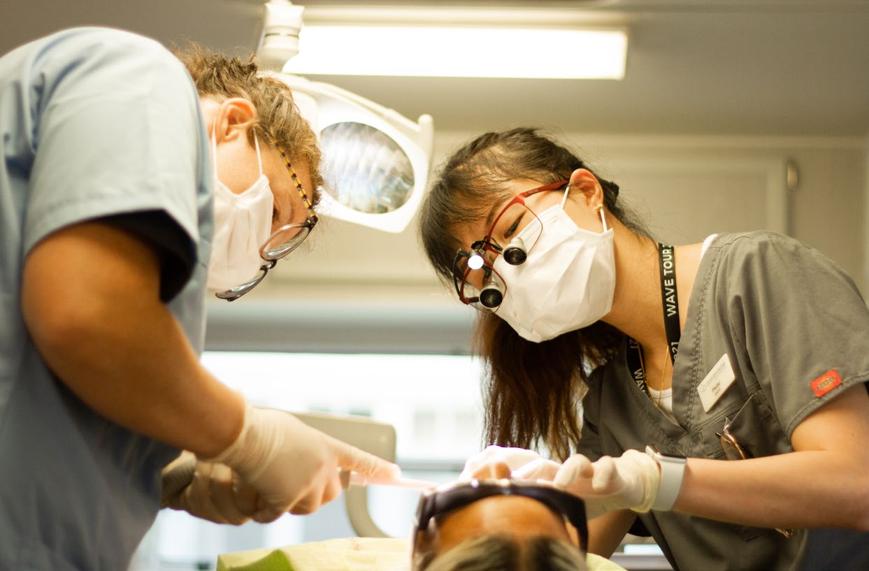 Dental assistant Deborah Ussery (left) with dentist Phoebe Chua. Photo: Courtesy YWAM Ships, Aotearoa