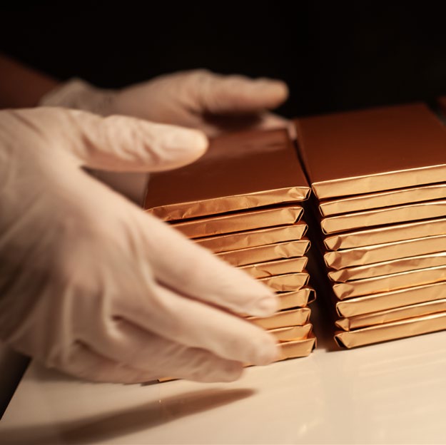 Once cooled, the bars are carefully wrapped.