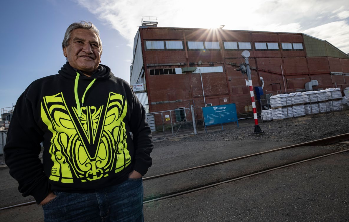 Ngahiwi Tomoana outside the old Whakatu freezing works.