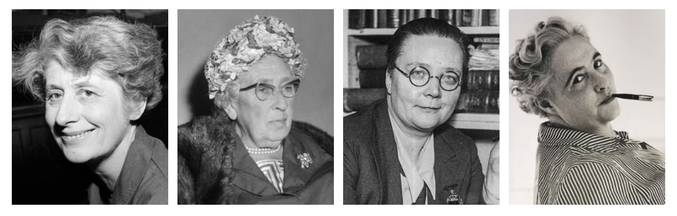 Crime author royalty: Ngaio Marsh, Agatha Christie, Dorothy L Sayers and Margery Allingham.